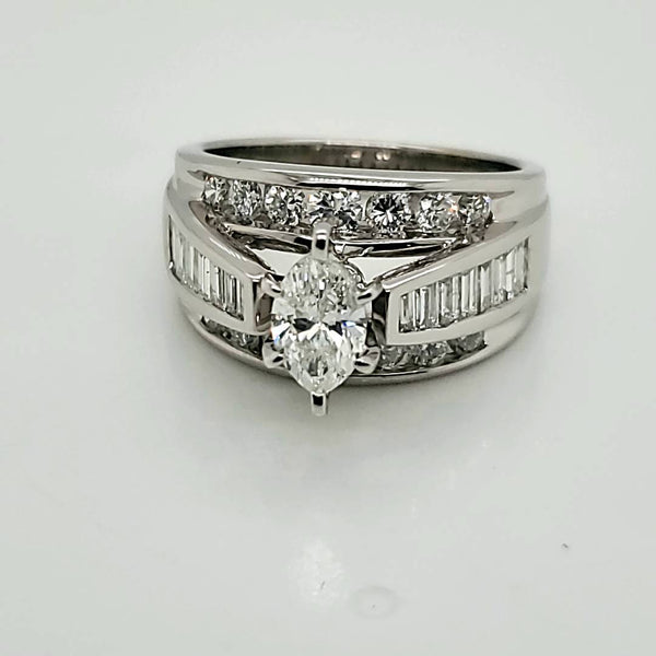 14kt White Gold .50 Carat Marquise Cut Diamond Engagement Ring