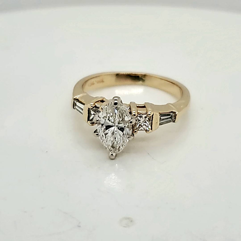 14kt Yellow Gold 1.00 Carat Marquise Cut Diamond Engagement Ring