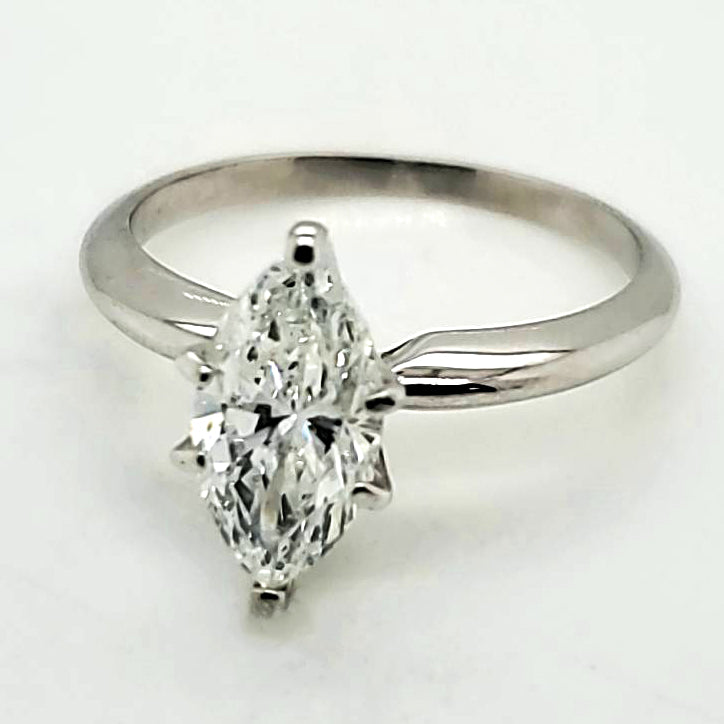 14Kt White Gold 1.67 Carat Marquise Cut Diamond Solitaire Engagement Ring