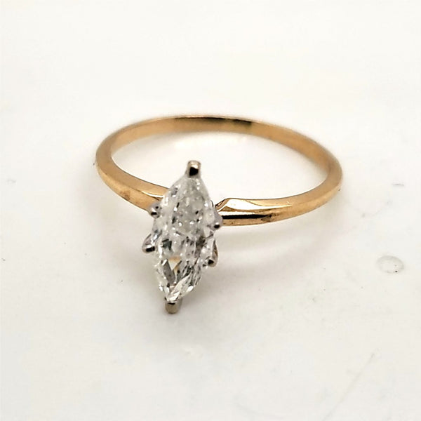 14Kt Yellow Gold 1.02 Carat Marquisde Cut Diamond Solitaire Engagement Ring