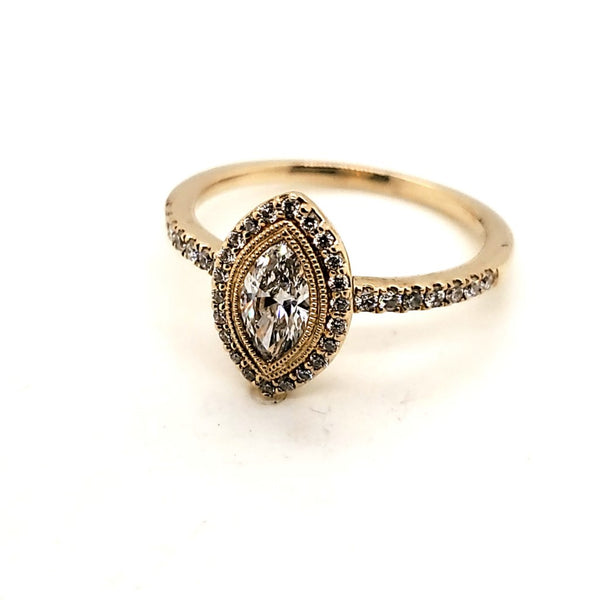 14kt Yellow Gold .44 Carat Marquise Cut Diamond Engagement Ring