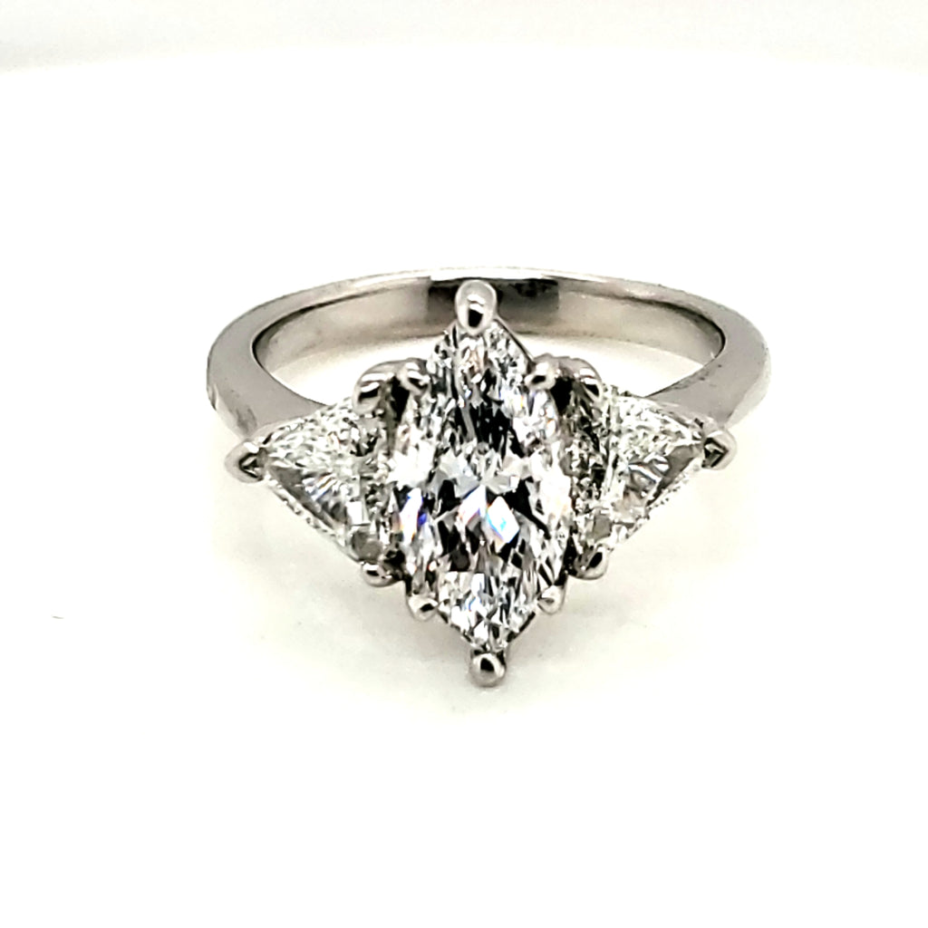 Platinum 1.63 Carat Marquise Shaped Diamond Engagement Ring