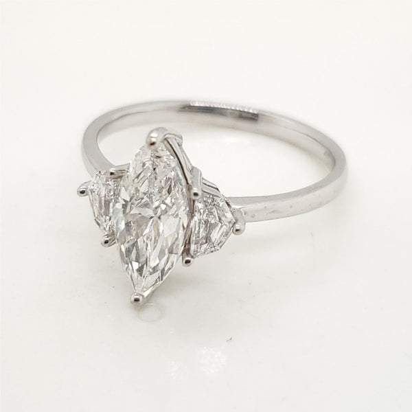 14kt White Gold 1.51 Carat Marquise Cut Diamond Engagement Ring