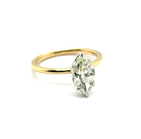 1.51 Ctw 14kt Yellow Gold Marquise Cut Diamond Engagement Ring
