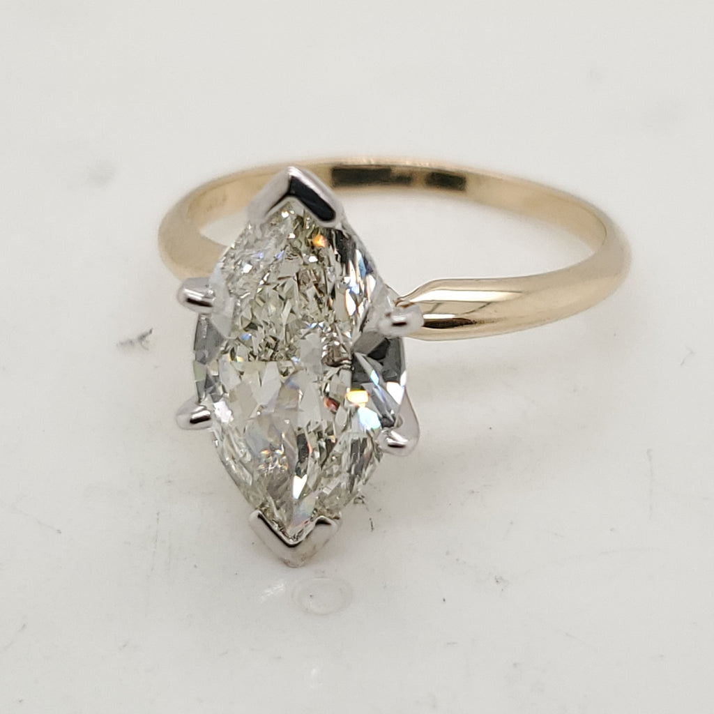 14kt Yellow Gold 2.51 Carat Marquise Cut Diamond Engagement Ring