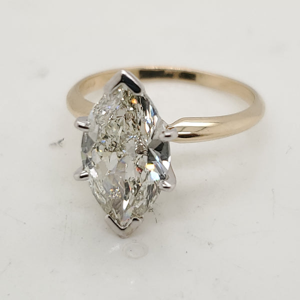 14kt Yellow Gold 2.51 Carat Marquise Cut Diamond Engagement Ring
