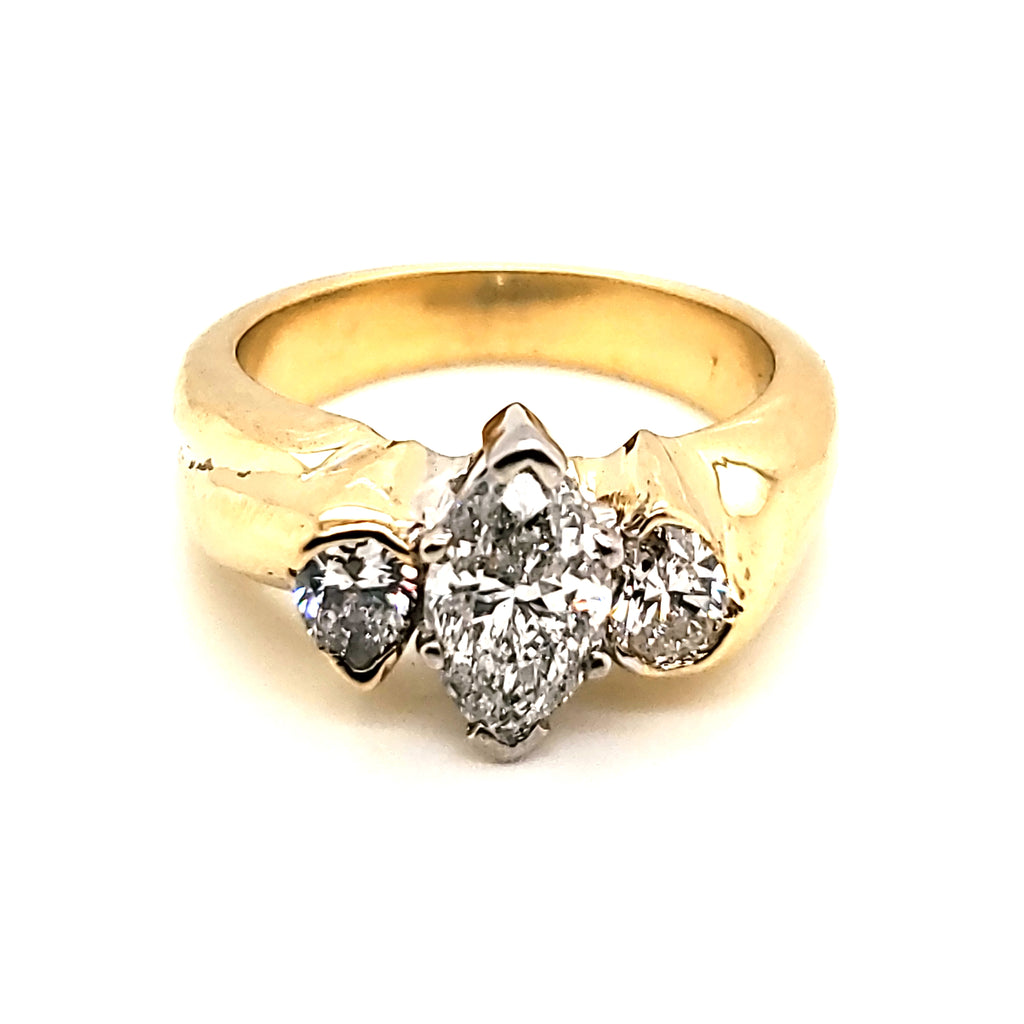 18kt Yellow Gold 1.07 Carat Marquise Cut Diamond Engagement Ring
