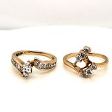 14Kt Yellow Gold Marquise  and Round Diamond Wedding Set