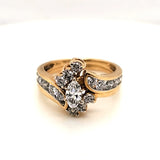 14Kt Yellow Gold Marquise  and Round Diamond Wedding Set