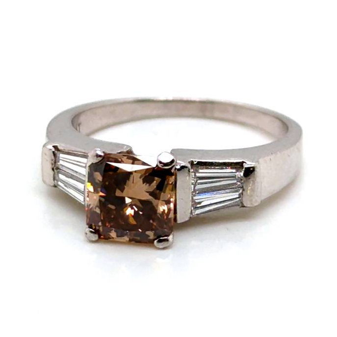 1.32ct Radiant Cut Cognac VS1 Diamond Ring