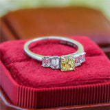 18Kt Gold Fancy Intense Yellow Radiant Cut Diamond Engagement Ring