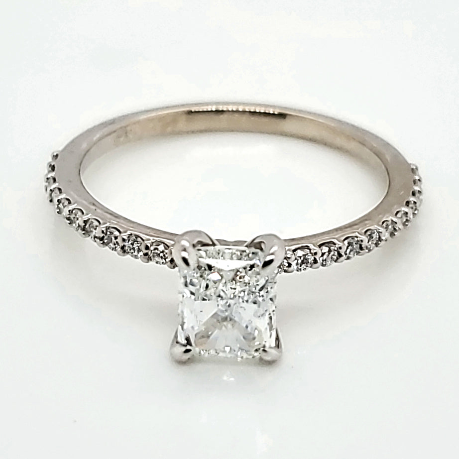 14kt White Gold 1.00 Carat Cushion Cut Diamond Engagement Ring