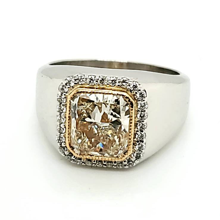 2.15 Carat Natural Yellow Radiant Cut Diamond Ring