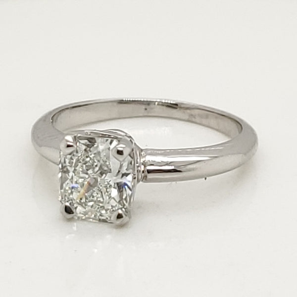 Platinum 1.51 Carat Radiant Cut Diamond Solitaire Engagement Ring