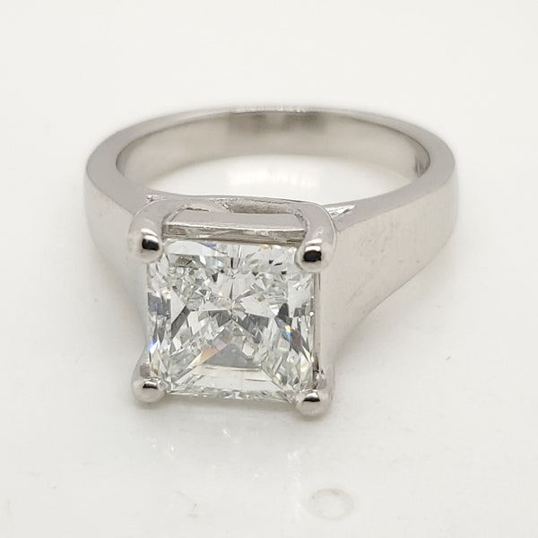 Platinum 2.71 Carat Radiant Cut Diamond Engagement Ring