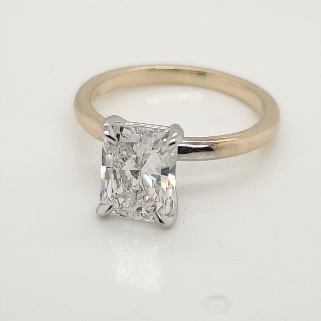 14kt Yellow Gold 2.01 Carat Radiant Cut Diamond Engagement Ring
