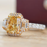 18kt White And Yellow Gold 2.07Ct GIA Fancy Yellow VVS1 Radiant Cut Diamond Ring