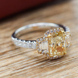 18kt White And Yellow Gold 2.07Ct GIA Fancy Yellow VVS1 Radiant Cut Diamond Ring