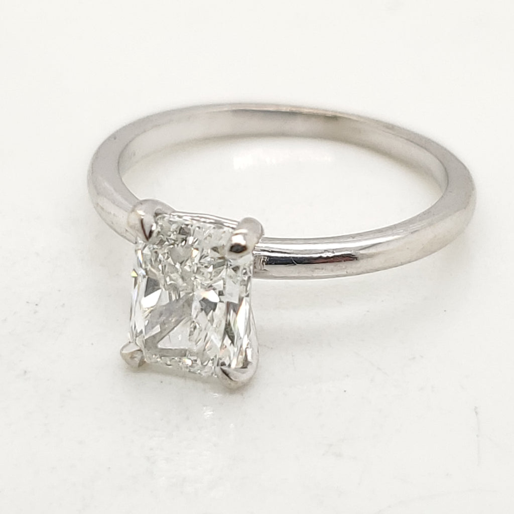 14kt White Gold 1.51 Carat Radiant Cut Diamond Solitaire Engagement Ring