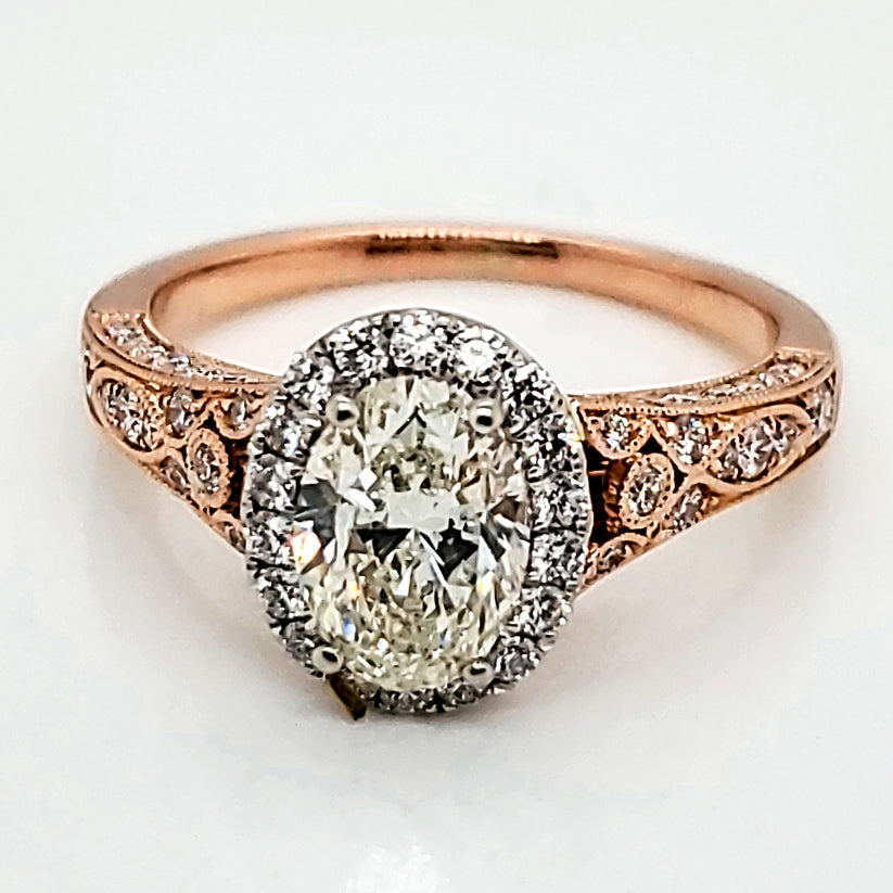 14kt Rose Gold 1.20 Carat Oval Diamond Engagement Ring