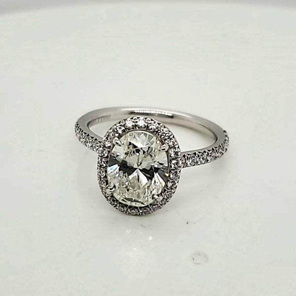 Pre-owned Tiffany $ Co 1.67 Carat Oval Diamond Engagement Ring