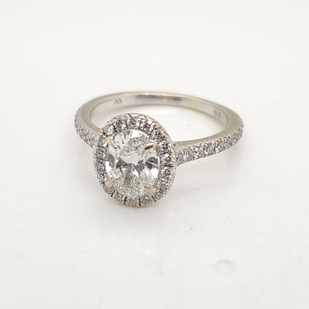 14kt White Gold .90 Carat Oval Cut Diamond Engagement Ring