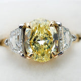 18kt Yellow Gold 2.62 Carat Oval Cut Fasncy Yellow Diamond Engagement Ring