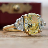 18kt Yellow Gold 2.62 Carat Oval Cut Fasncy Yellow Diamond Engagement Ring