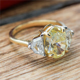 18kt Yellow Gold 2.62 Carat Oval Cut Fasncy Yellow Diamond Engagement Ring