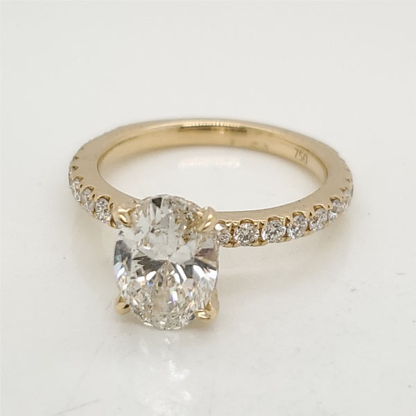 14kt Yellow Gold 1.70 Carat Oval Cut Diamond Engagement Ring