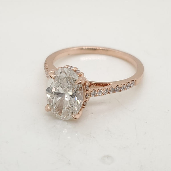 14kt Rose Gold 2.02 Carat Oval Cut Diamond Engagement Ring