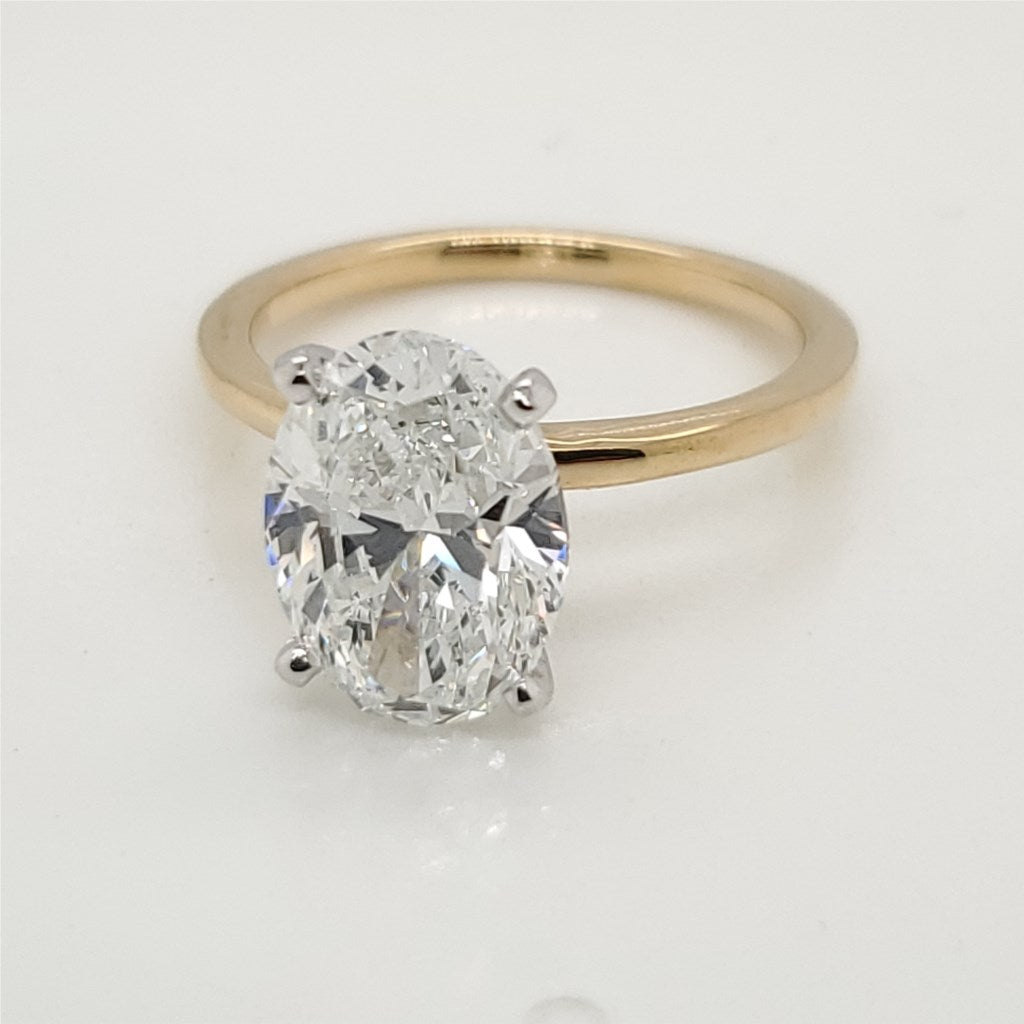 18kt Yellow Gold 3.41 Carat Oval Cut Diamond Engagement Ring
