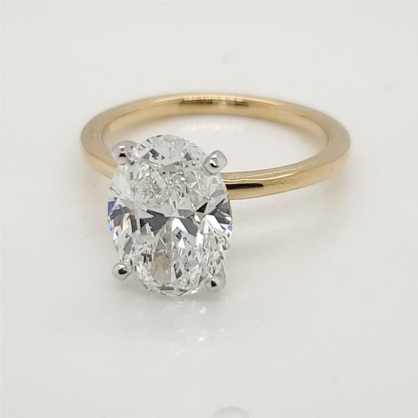 18kt Yellow Gold 3.41 Carat Oval Cut Diamond Engagement Ring
