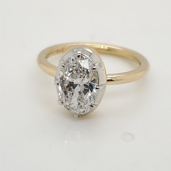 18kt Yellow Gold 2.01 Carat Oval Cut Diamond Engagement Ring