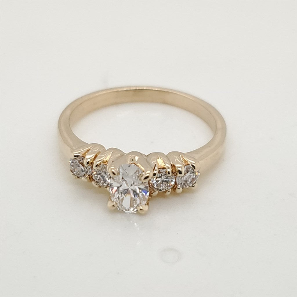 14kt Yellow Gold .50 Carat Oval Cut Diamond Engagement Ring
