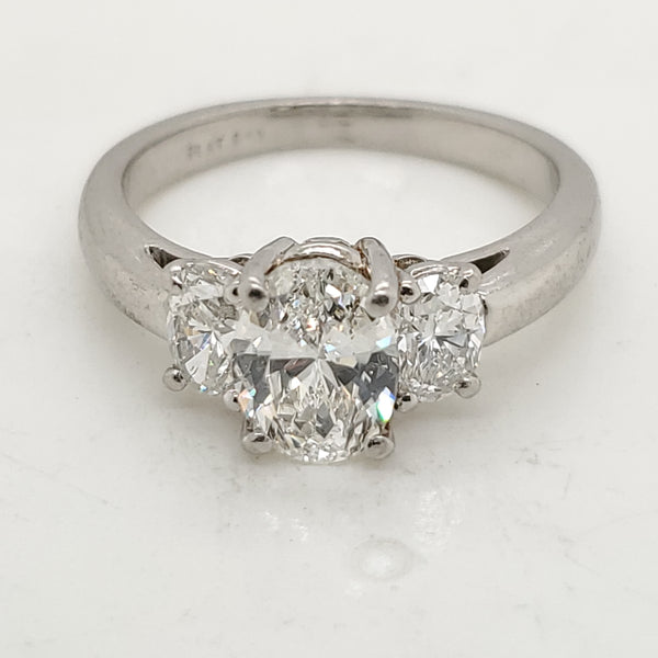 Platinum Three Oval Diamond Engagement Ring