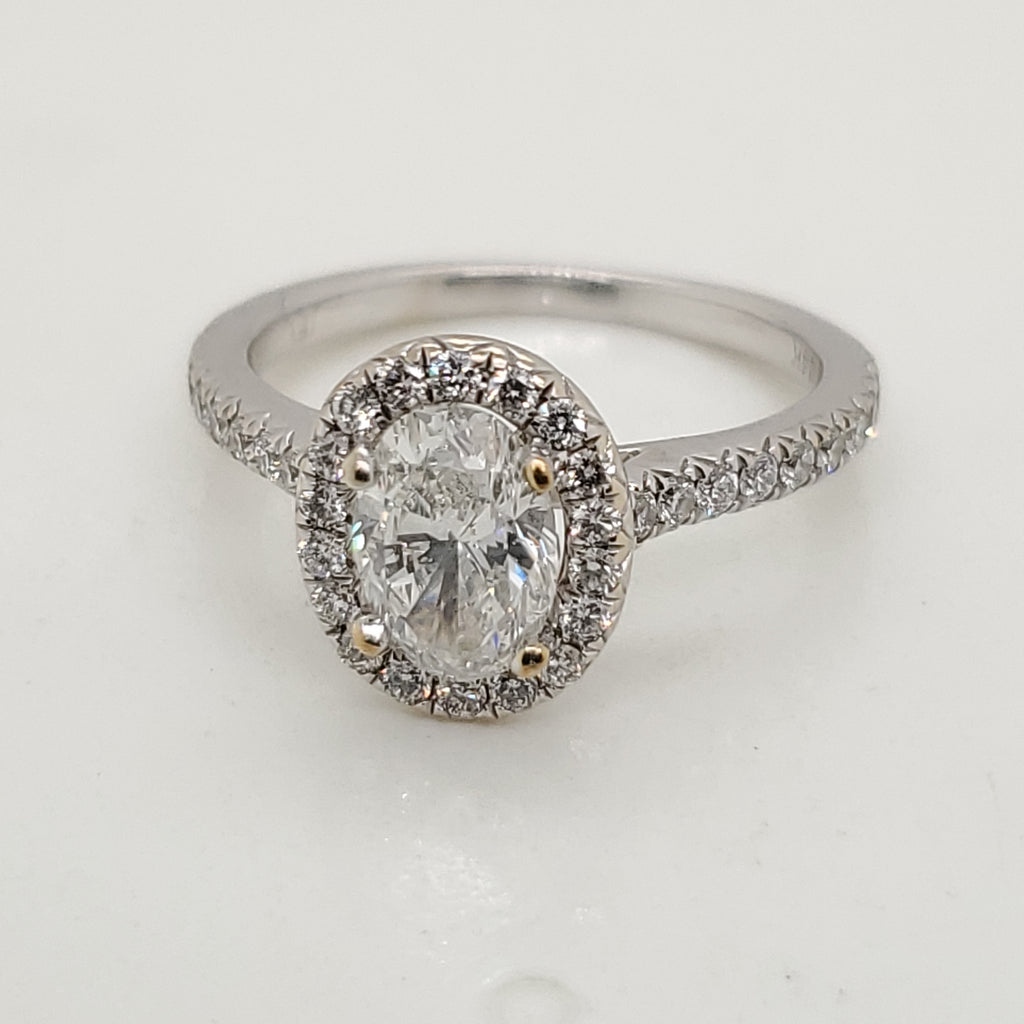 14kt White Gold .90 Carat Oval Cut Diamond Engagement Ring