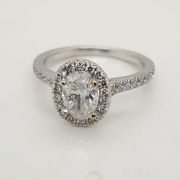 14kt White Gold .90 Carat Oval Cut Diamond Engagement Ring