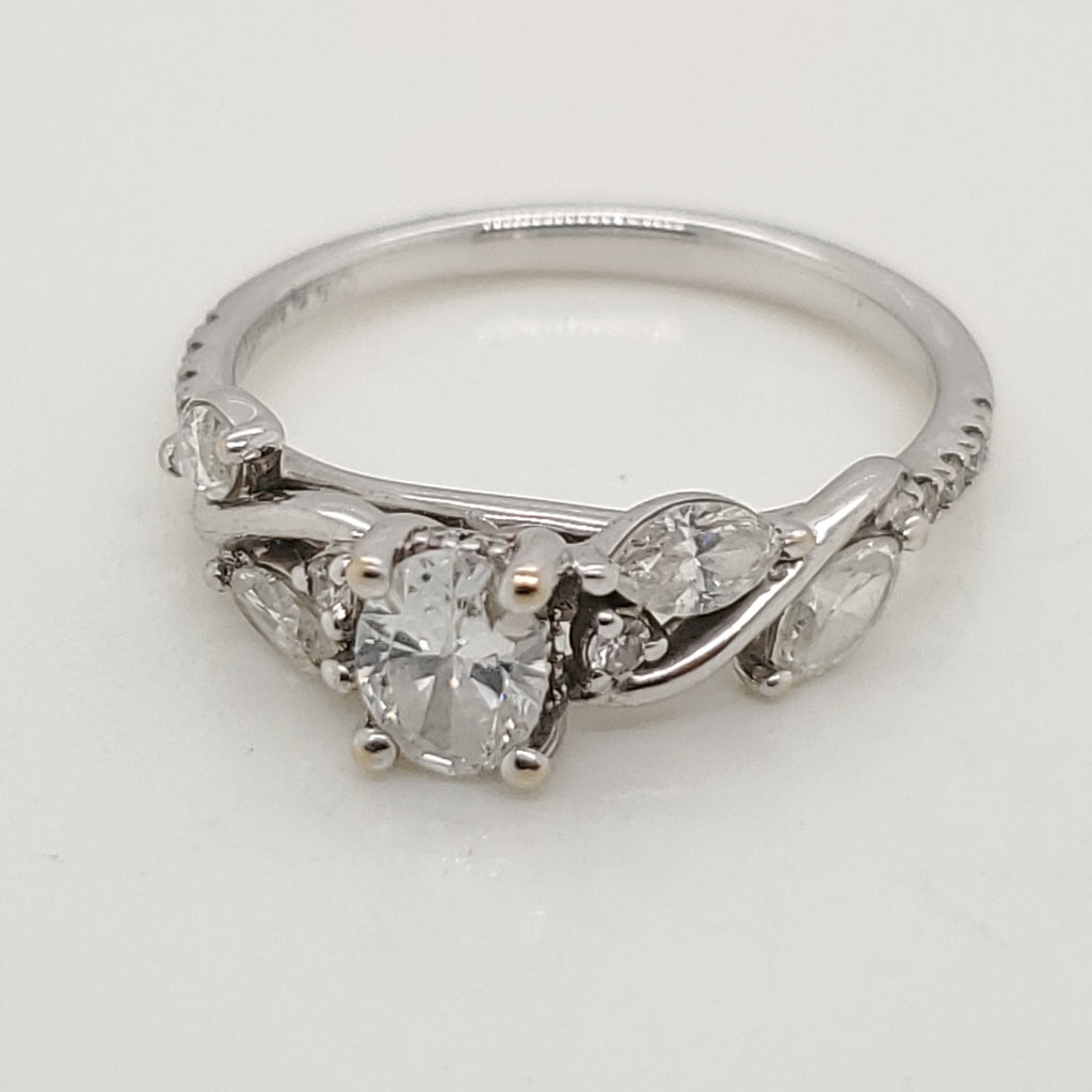 14kt White Gold >40 Carat Oval Diamond Engagement Ring