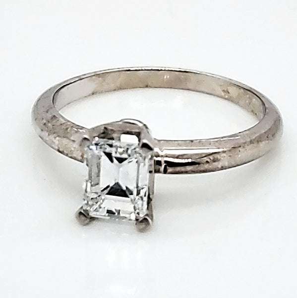 14kt White Gold 1.00 Carat Emerald Cut Diamond Solitaire Engagement Ring