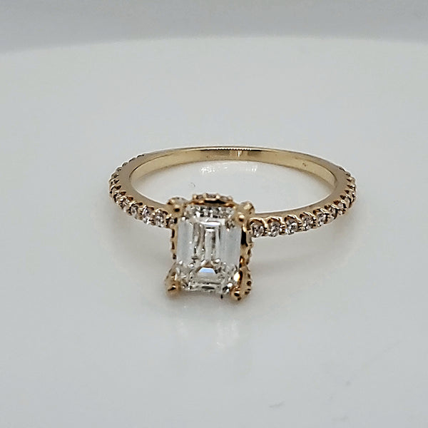 14kt Yellow Gold 1.01 Carat Emerald Cut Diamond Engagement Ring