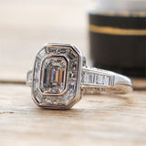 18kt White Gold 1.02 Carat Emerald Cut Diamond Engagement Ring