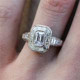 18kt White Gold 1.02 Carat Emerald Cut Diamond Engagement Ring