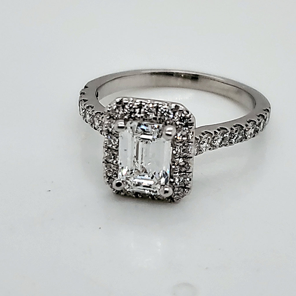 18kt White Gold 1.01 Carat Emerald Cut Diamond Engagement Ring