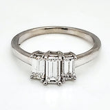 14kt White gold Three Emerald Cut Diamond Engagement Ring