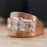 18kt Rose Gold Three Emerald Cut Diamond Ring