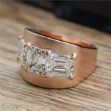 18kt Rose Gold Three Emerald Cut Diamond Ring