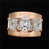 18kt Rose Gold Three Emerald Cut Diamond Ring