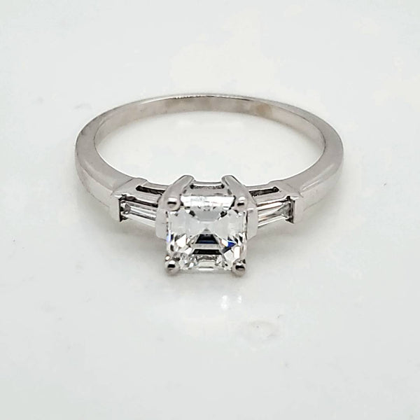 14kt White Gold .90 Carat Asher Cut Diamond Engagement Ring