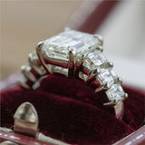 Platinum 4.10 Carat Emerald Cut Diamond Engagement Ring
